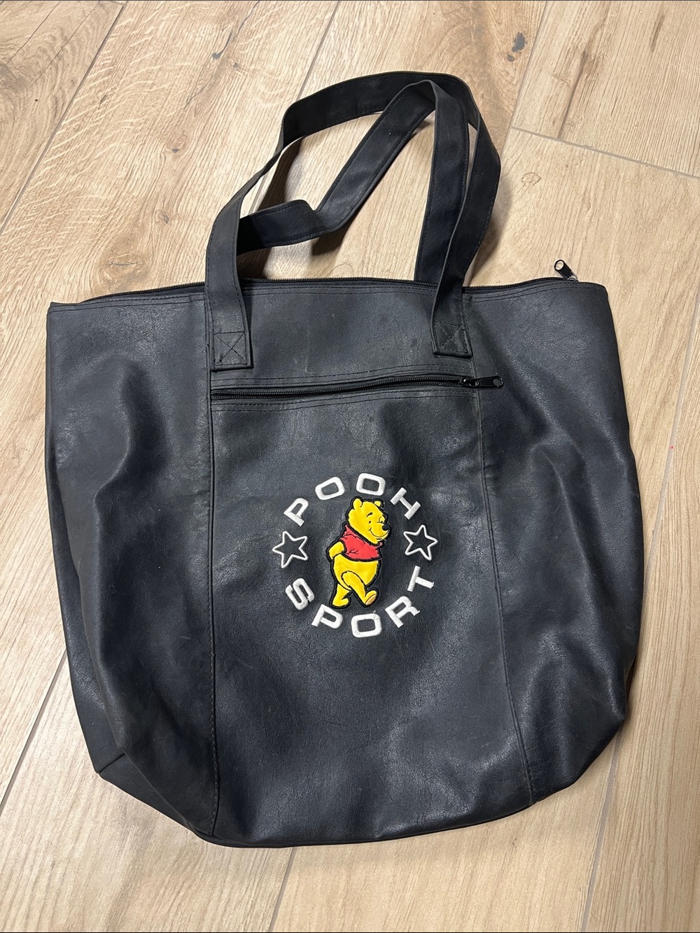 Vintage Disney Black Tote with Yellow & Red Pooh Patch